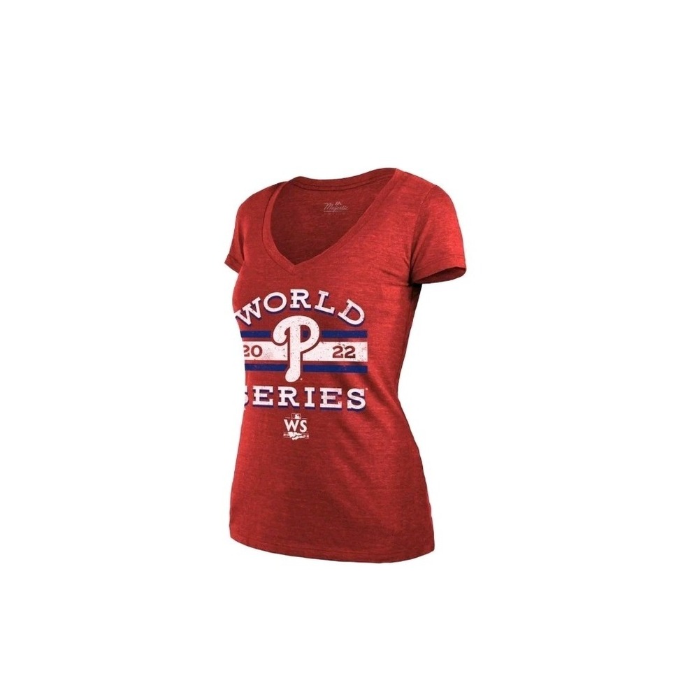 Women's Majestic Threads Red Philadelphia Phillies 2022 World Series Modest 3XL